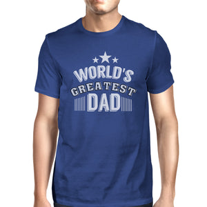 World's Greatest Dad Mens Blue Cotton T-Shirt Vintage Design Tee - 365INLOVE