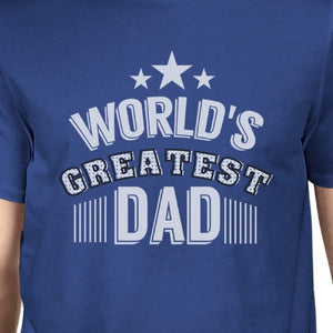 World's Greatest Dad Mens Blue Cotton T-Shirt Vintage Design Tee - 365INLOVE