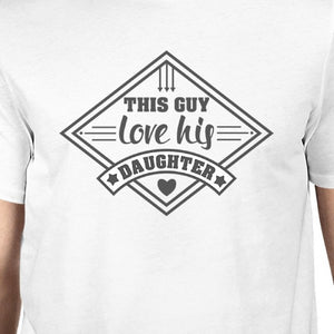 This Guy Love His Daughter Mens White Vintage Design Graphic Shirt - 365INLOVE