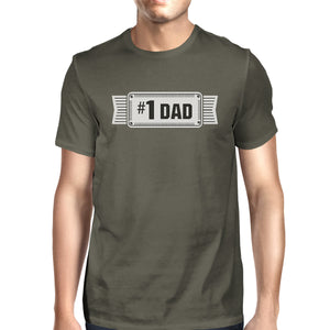 #1 Dad Mens Dark Gray Round Neck Unique Design Tee Funny Dad Gifts - 365INLOVE