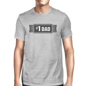 #1 Dad Mens Grey Cotton Graphic T-Shirt Unique Design Tee For Dad - 365INLOVE