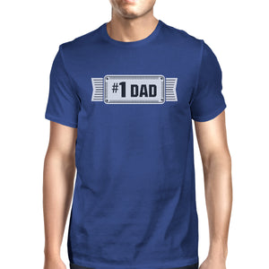 #1 Dad Mens Blue Cotton T-Shirt Vintage Design Graphic Tee For Dad - 365INLOVE