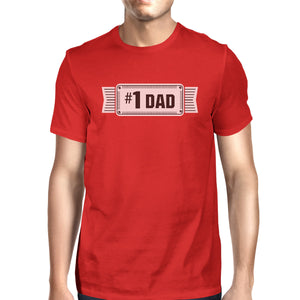 #1 Dad Mens Red Crew Neck Cotton Shirt Perfect Dad Birthday Gifts - 365INLOVE