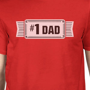 #1 Dad Mens Red Crew Neck Cotton Shirt Perfect Dad Birthday Gifts - 365INLOVE