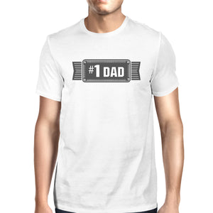 #1 Dad Mens White Vintage Graphic T-Shirt Fathers Day Gifts For Him - 365INLOVE