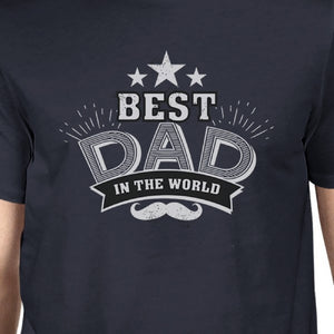 Best Dad In The World Mens Navy T-Shirt Vintage Design Graphic Tee - 365INLOVE