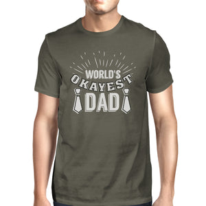 Worlds Okayest Dad Mens Dark Gray Graphic Tee Funny Gifts For Dad - 365INLOVE