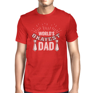 Worlds Okayest Dad Mens Red Vintage Design Graphic Tee Gift For Dad - 365INLOVE