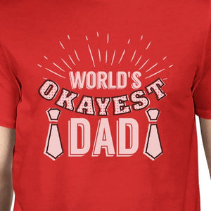 Worlds Okayest Dad Mens Red Vintage Design Graphic Tee Gift For Dad - 365INLOVE