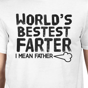 World's Bestest Farter Men's White Funny Short Sleeve Tee For Dad - 365INLOVE