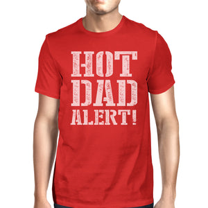 Hot Dad Alert Men's Red Short Sleeve Top Unique Design Found Neck - 365INLOVE