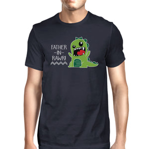 Father-In-Rawr Mens Navy Dinosaur Design T Shirt Funny In Law Gifts - 365INLOVE