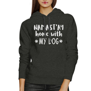 Namastay Home With My Dog Dark Grey Graphic Hoodie For Yoga Lovers - 365INLOVE