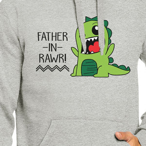 Father-In-Rawr Unisex Grey Hoodie Funny Fathers Day Gift For In Law - 365INLOVE