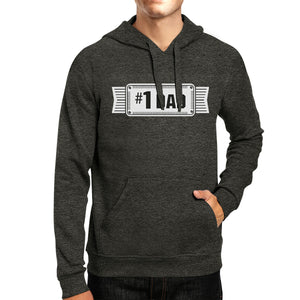 #1 Dad Unisex Dark Grey Funny Fathers Day Hoodie Pullover Fleece - 365INLOVE