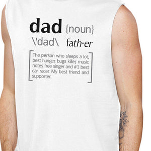 Dad Noun Mens White Muscle Top Father's Day Design Sleeveless Tanks - 365INLOVE