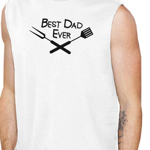 Best Bbq Dad Mens White Cotton Muscle Tanks Gifts For BBQ Lovers - 365INLOVE