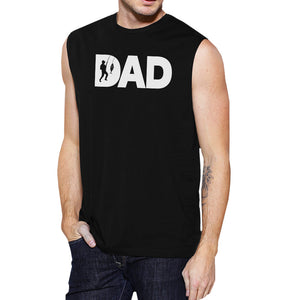 Dad Fish Mens Black Sleeveless Tank Top Dad Gift For Fishing Lovers - 365INLOVE