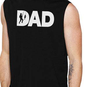 Dad Fish Mens Black Sleeveless Tank Top Dad Gift For Fishing Lovers - 365INLOVE