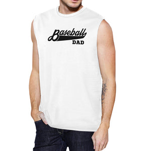 Baseball Dad Men's White Muscle Tank Top Unique Gifts From Daughter - 365INLOVE