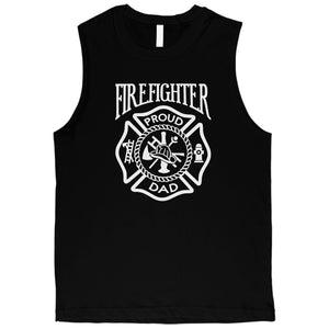 Firefighter Dad Mens All American Cool Proud Muscle Shirt Dad Gift