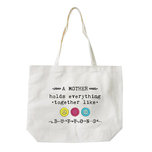 Mother Like Buttons Natural Heavy Cotton Tote Bag For Mother's Day