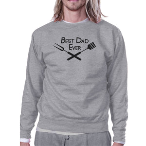 Best Bbq Dad Grey Unisex Sweatshirt Pullover Fleece Round Neck - 365INLOVE