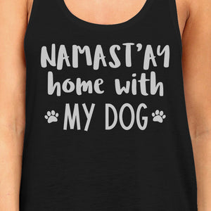 Namastay Home Womens Black Sleeveless Top Cute Gift For Dog Lovers - 365INLOVE