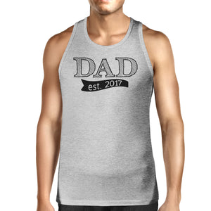 Dad Est 2017 Mens Grey Cotton Tanks Fathers Day Gifts For New Dads - 365INLOVE