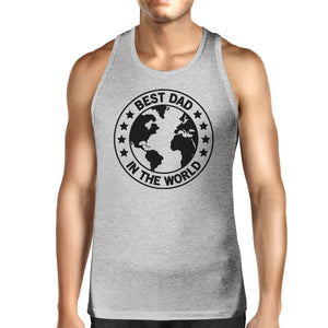 World Best Dad Mens Grey Sleeveless Tee Unique Design Graphic Tanks - 365INLOVE