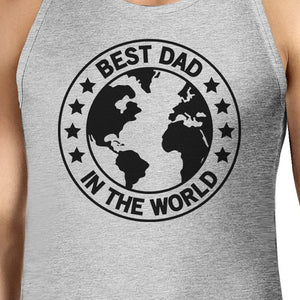 World Best Dad Mens Grey Sleeveless Tee Unique Design Graphic Tanks - 365INLOVE