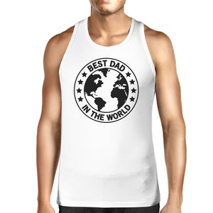 World Best Dad Mens White Cotton Tank Top Fathers Day Gift For Him - 365INLOVE