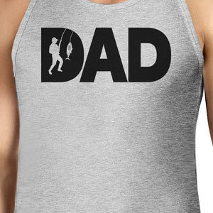 Dad Fish Mens Grey Tank Top Birthday Gift For Dad Who Loves Fishing - 365INLOVE