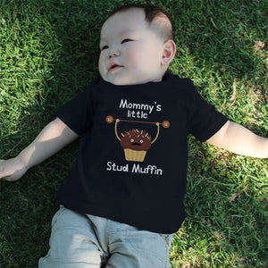 Mommy's Stud Muffin Baby Tee Cute Infant Black T Shirt Gift for Baby Shower - 365INLOVE