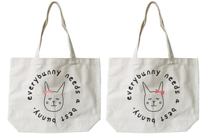 Every Bunny Needs A Best Bunny Matching BFF Tote Canvas Bag - 365INLOVE