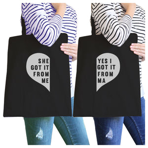 She Got It From Me Black Mom and Daughter Funny Graphic Canvas Bag - 365INLOVE