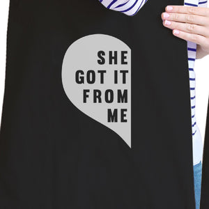 She Got It From Me Black Mom and Daughter Funny Graphic Canvas Bag - 365INLOVE