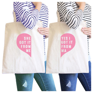 She Got It From Me Natural Cute Design Canvas Tote Bag Mom Gifts - 365INLOVE