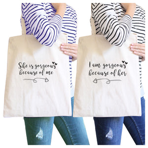 She Is Gorgeous Because Of Me Natural Cute Grocery Bag Gift For Mom - 365INLOVE