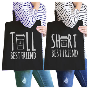 Tall Short Cup BFF Matching Canvas Bags Funny Friends Gift Ideas