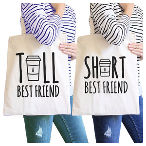Tall Short Cup BFF Matching Canvas Bags Funny Friends Gift Ideas