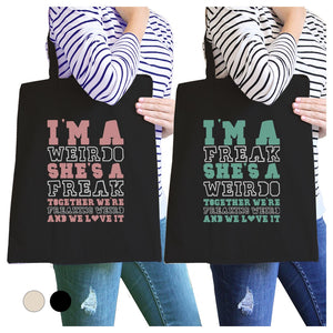 Weirdo Freak BFF Matching Canvas Bags Washable Beach Tote