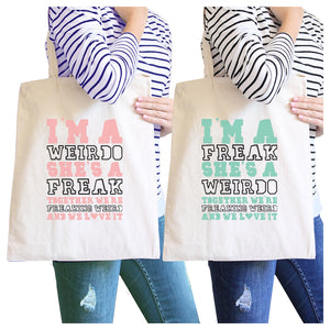 Weirdo Freak BFF Matching Canvas Bags Washable Beach Tote