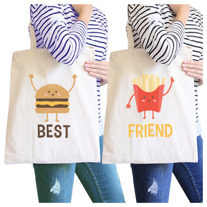 Hamburger And Fries BFF Matching Canvas Bags Cute Friends Gifts