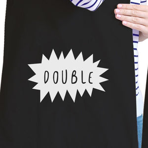 Double Trouble BFF Matching Black Canvas Bags