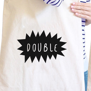 Double Trouble BFF Matching Natural Canvas Bags