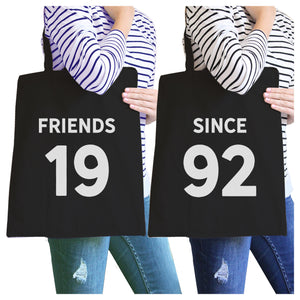 Friends Since Custom Years BFF Matching Black Canvas Bags