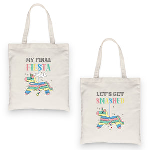 Final Fiesta Smashed Pinata BFF Matching Canvas Bags Playful Cute