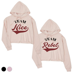 Team Nice Team Rebel BFF Matching Crop Hoodies For Christmas Gift