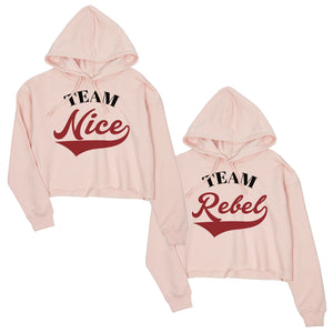 Team Nice Team Rebel BFF Matching Crop Hoodies For Christmas Gift